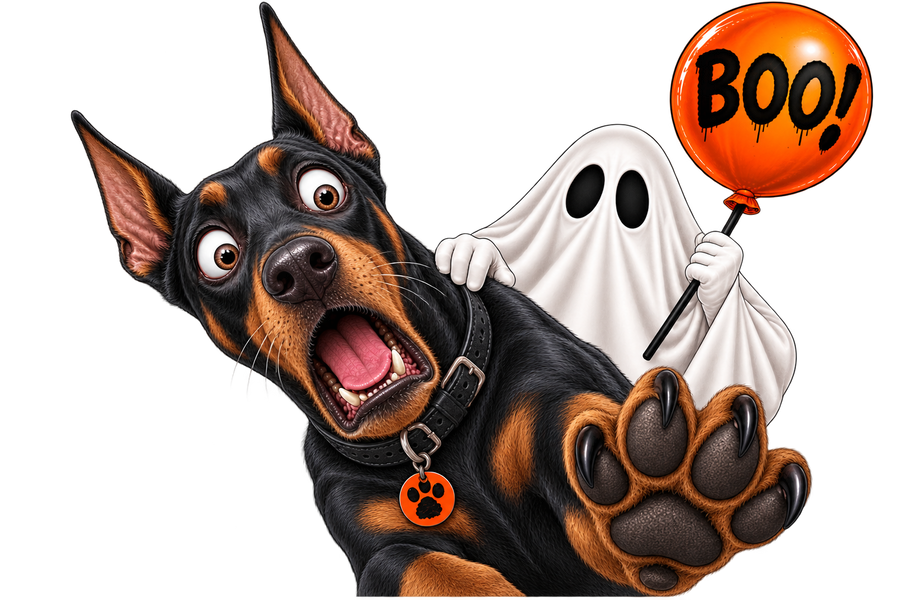 Boo! Doberman & Ghost