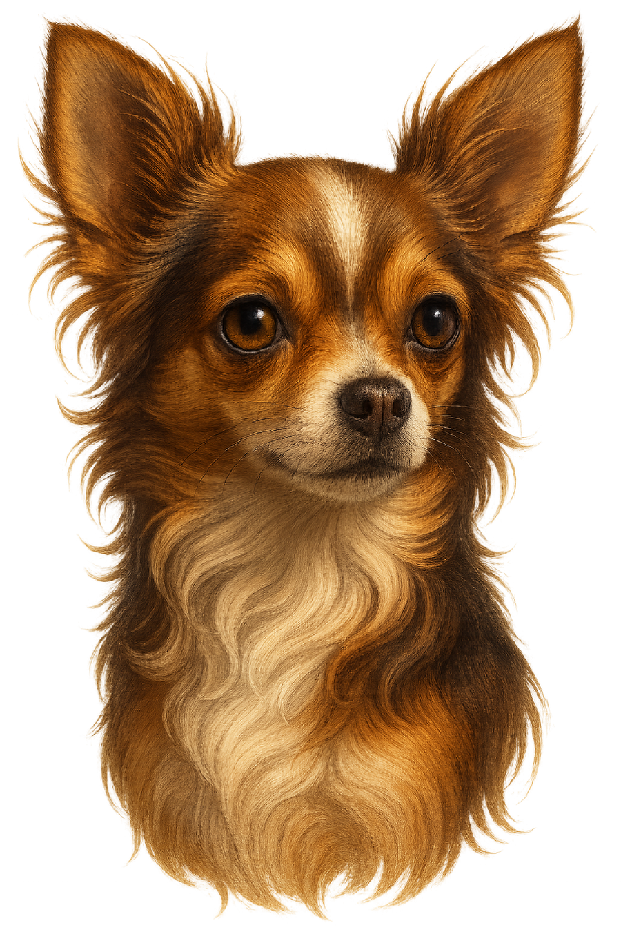 Long-Coat Chihuahua Painted Portrait