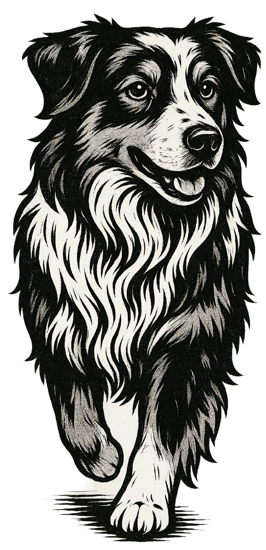Border Collie Pencil Sketch - On the Move