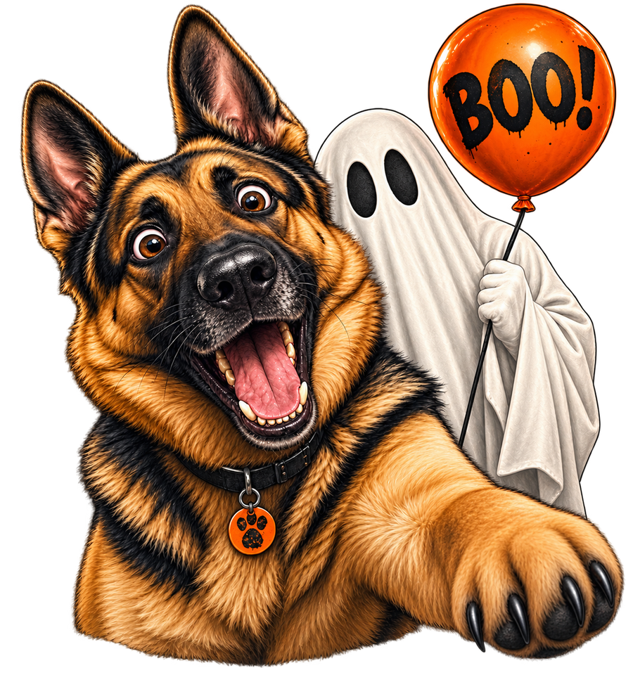 Boo! German Shepherd & Ghost