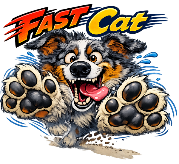Fast CAT Big Paws - Australian Shepherd on a Island Reef tee