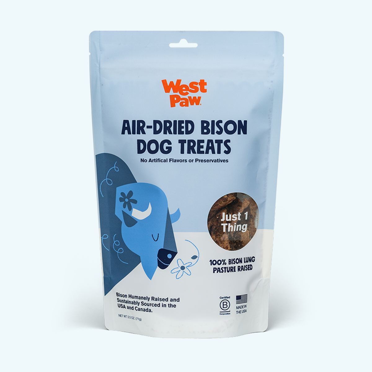 West Paw air-dried bison lung dog treats bag