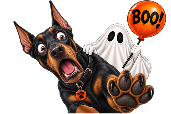 Boo! Doberman & Ghost