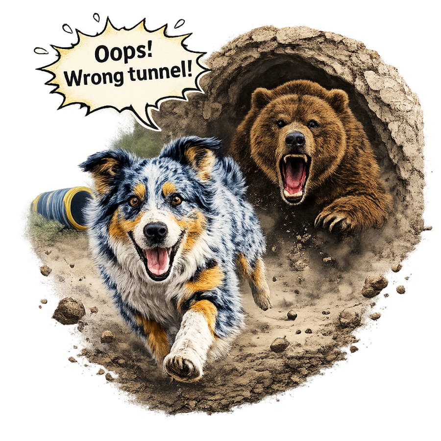 Oops! Wrong Tunnel - Australian Shepherd