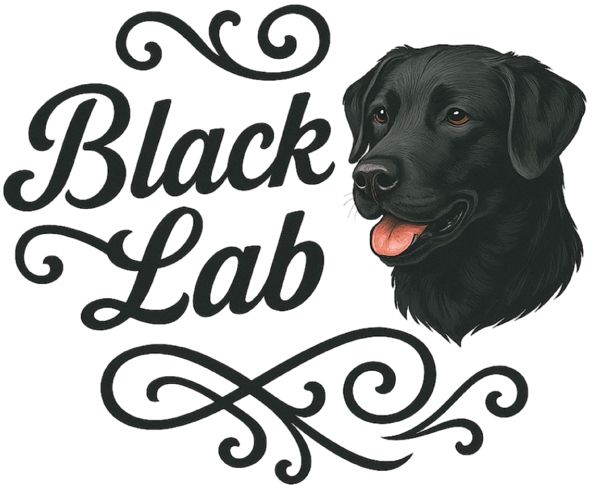Black Lab Portrait & Script shirt design
