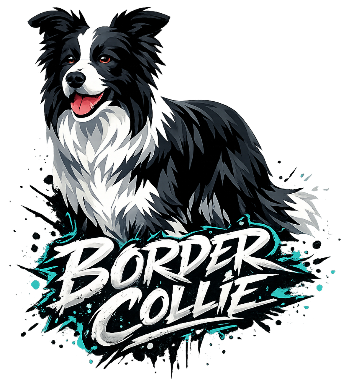 Border Collie Brush Script shirt design