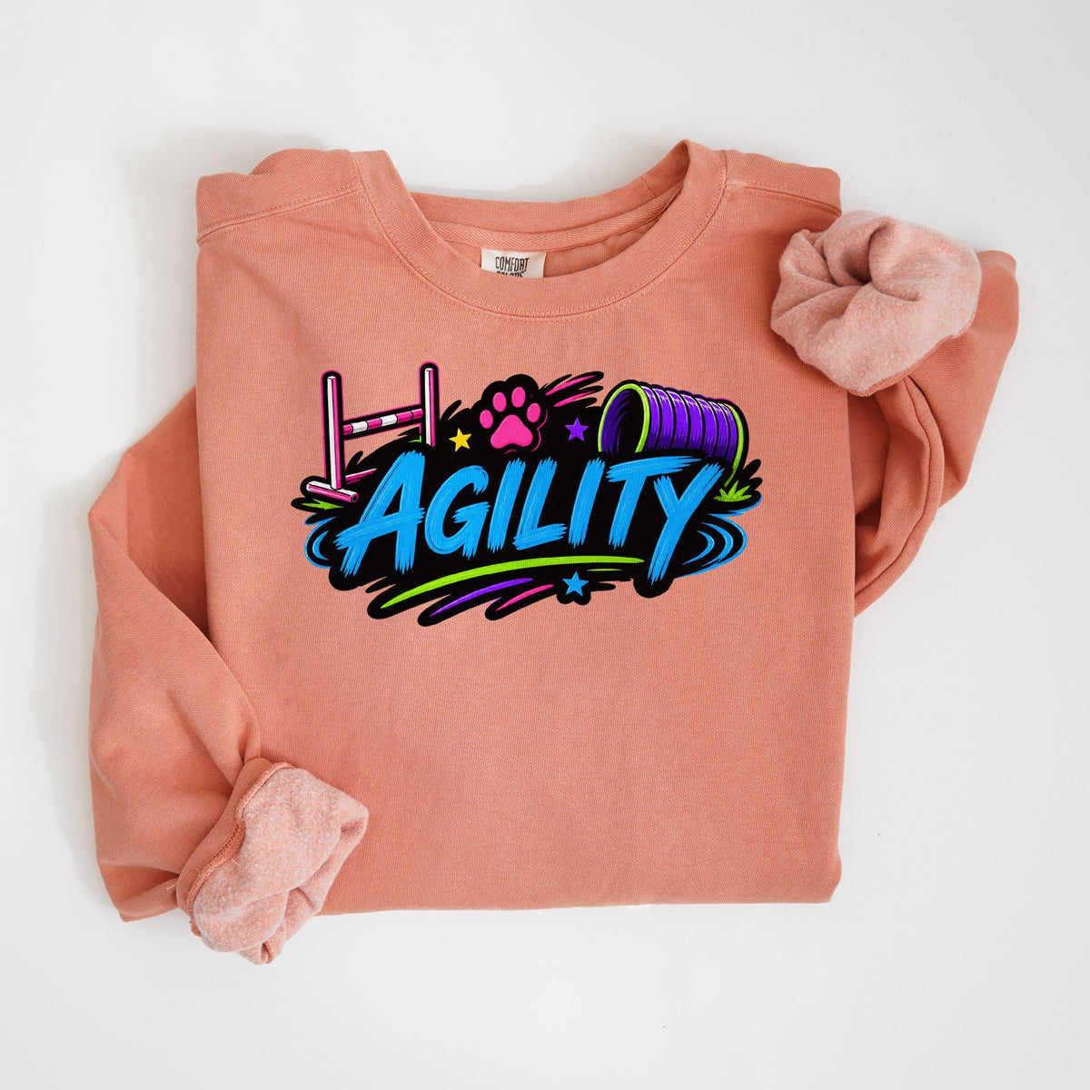 Agility - Neon - Comfort Colors crewneck in Terracotta