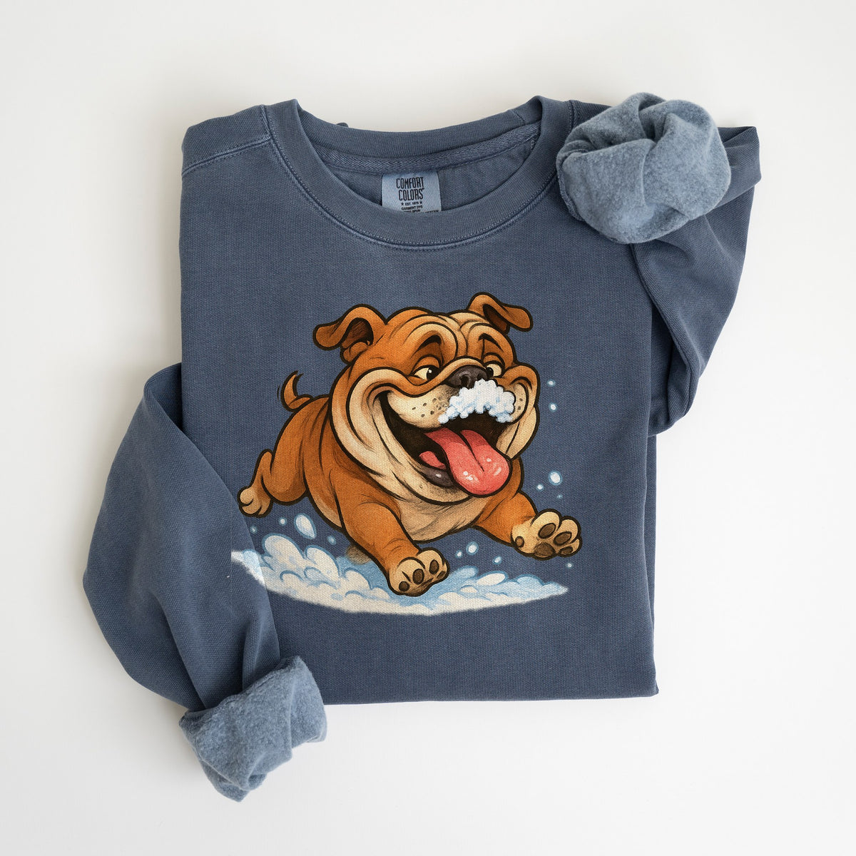 Snow Day - Bulldog - Comfort Colors crewneck in Denim