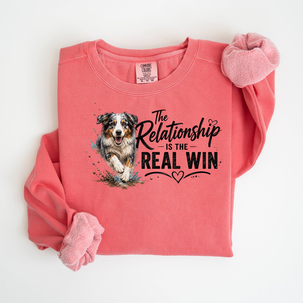 The Relationship Is the Real Win - Australian Shepherd - Comfort Colors crewneck in Watermelon