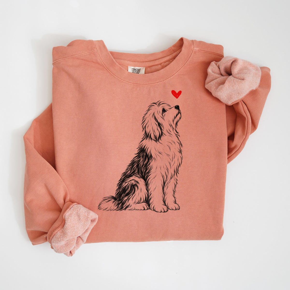 Sheepdog Heart - Comfort Colors crewneck in Terracotta