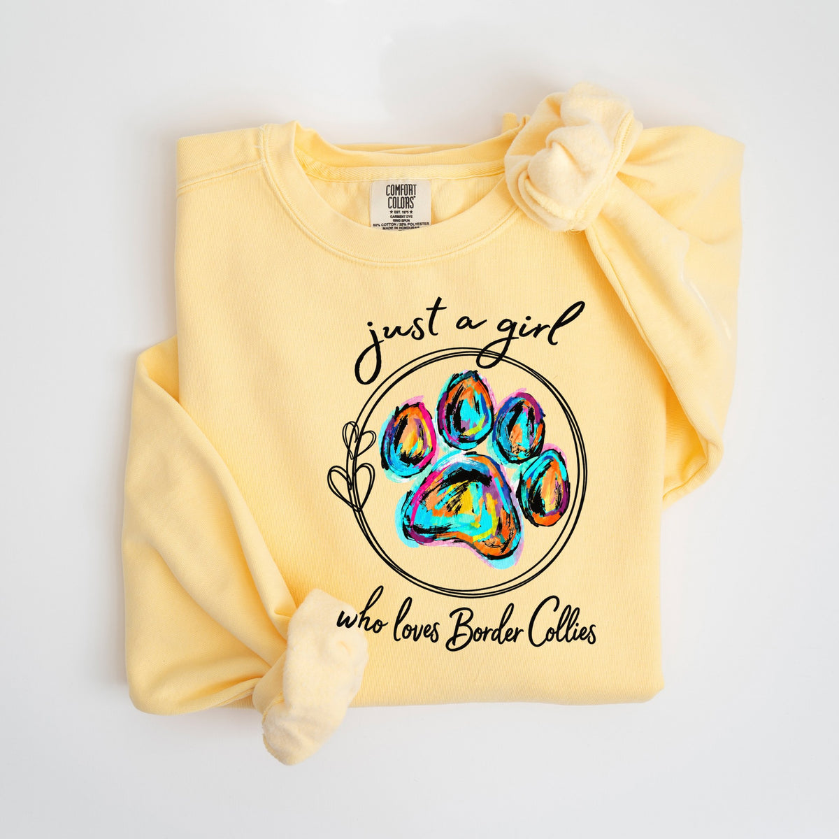 Just a Girl Who Loves Border Collies - Comfort Colors crewneck in Butter