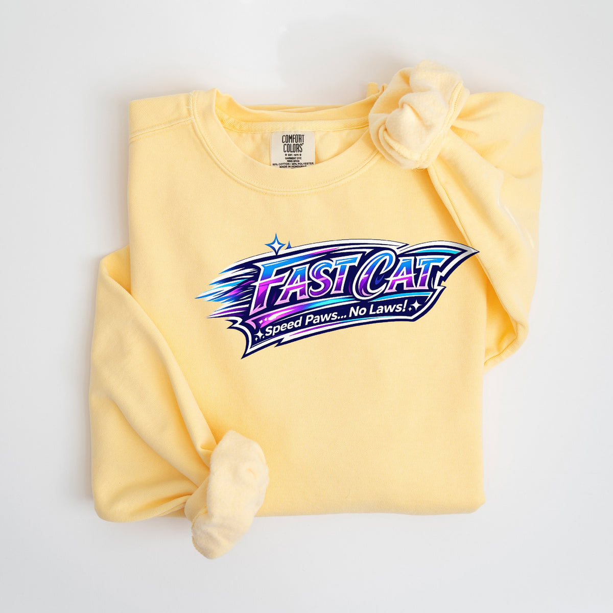 Fast CAT: Speed Paws... No Laws! - Comfort Colors crewneck in Butter