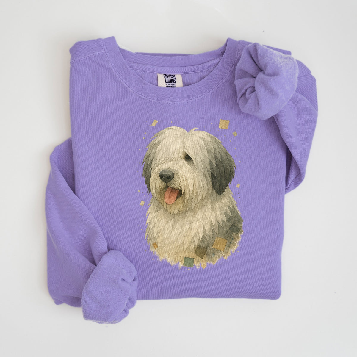 Sheepdog Watercolor - Cream - Comfort Colors crewneck in Violet