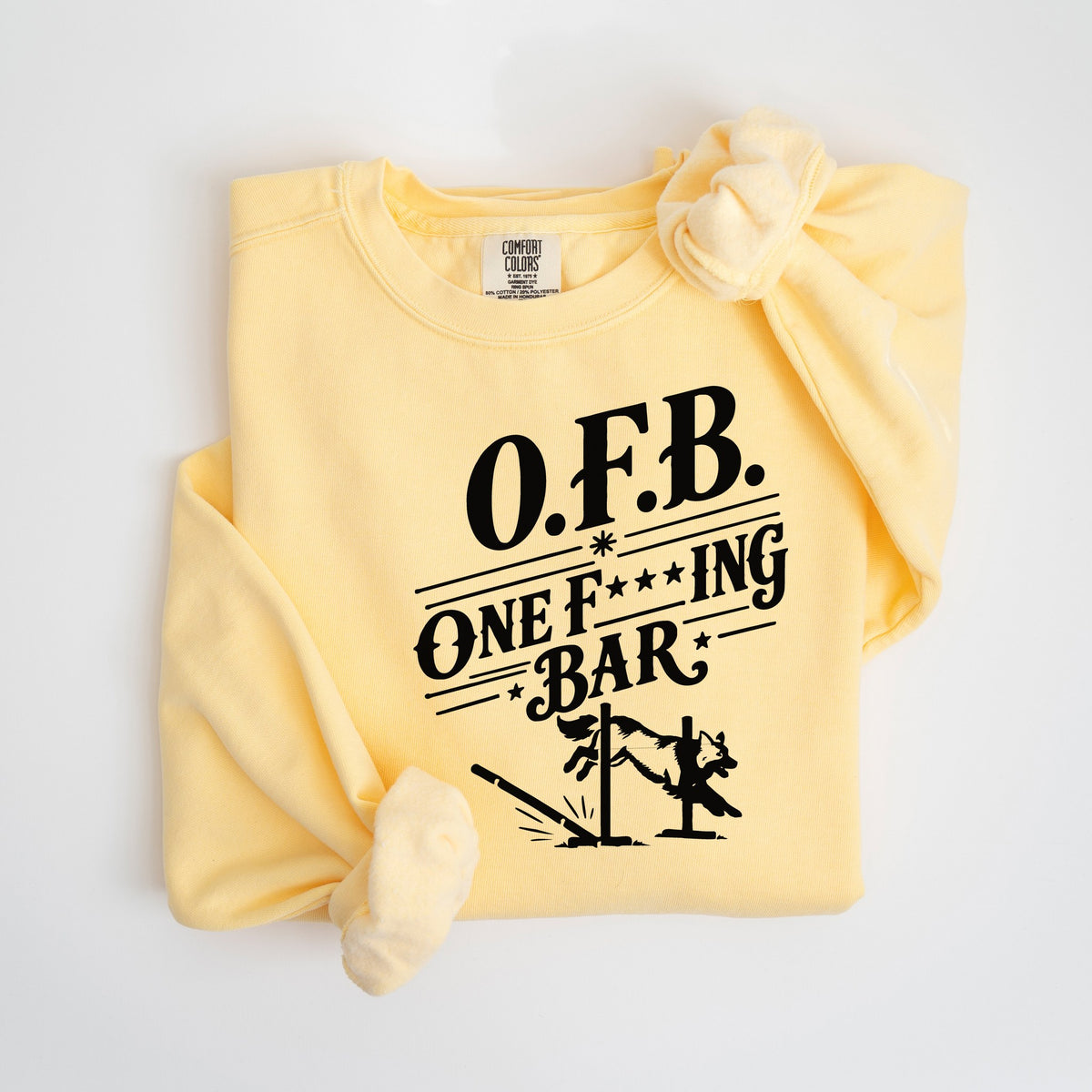 O.F.B. One F***ing Bar - Comfort Colors crewneck in Butter
