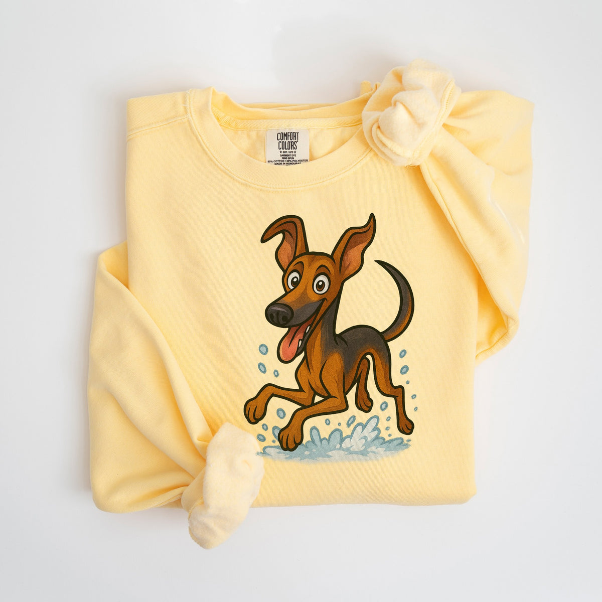 Snow Day - Doberman - Comfort Colors crewneck in Butter