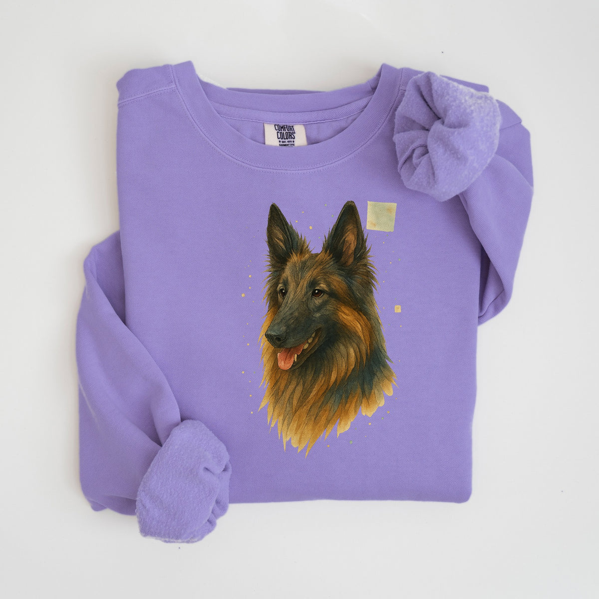 Belgian Tervuren Watercolor - Dark - Comfort Colors crewneck in Violet