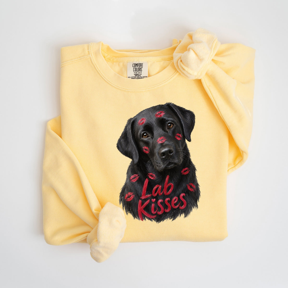 Lab Kisses - Black Lab - Comfort Colors crewneck in Butter
