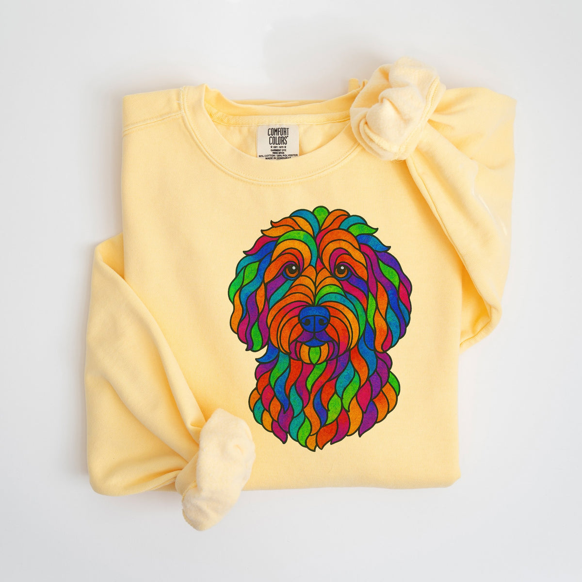 Stained Glass Doodle - Comfort Colors crewneck in Butter
