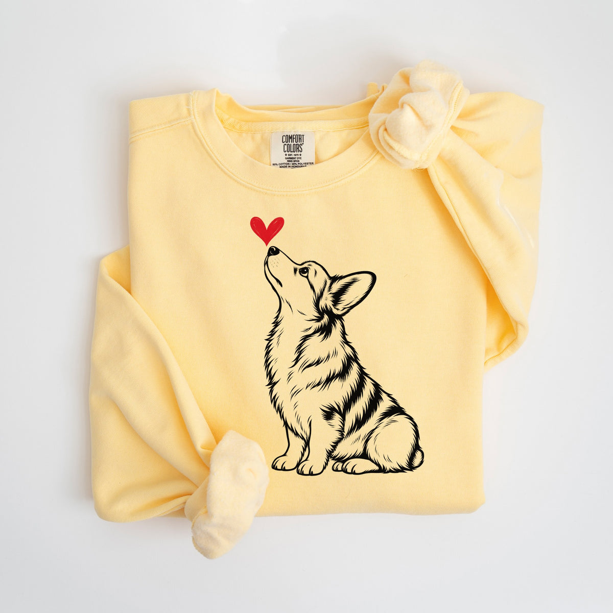 Corgi Heart - Comfort Colors crewneck in Butter