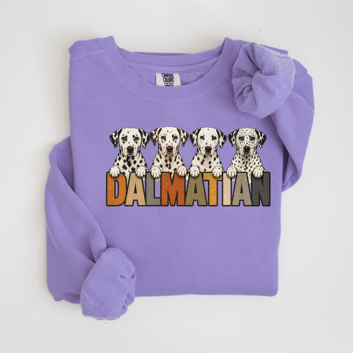 Dalmatian Lineup - Comfort Colors crewneck in Violet