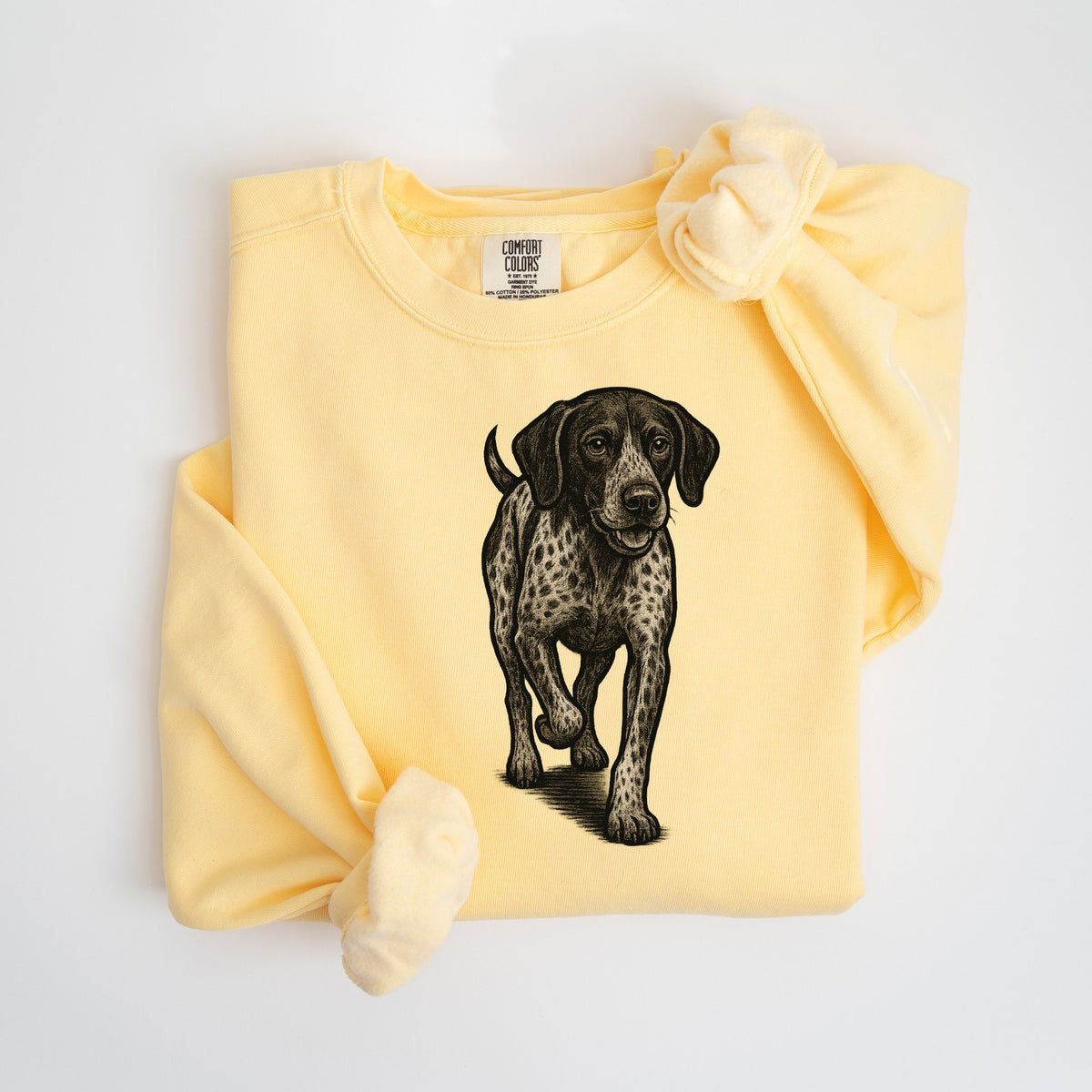 German Shorthaired Pointer Ink Sketch - Comfort Colors crewneck in Butter