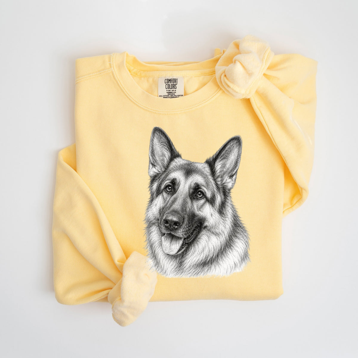 German Shepherd Pencil Sketch - Comfort Colors crewneck in Butter