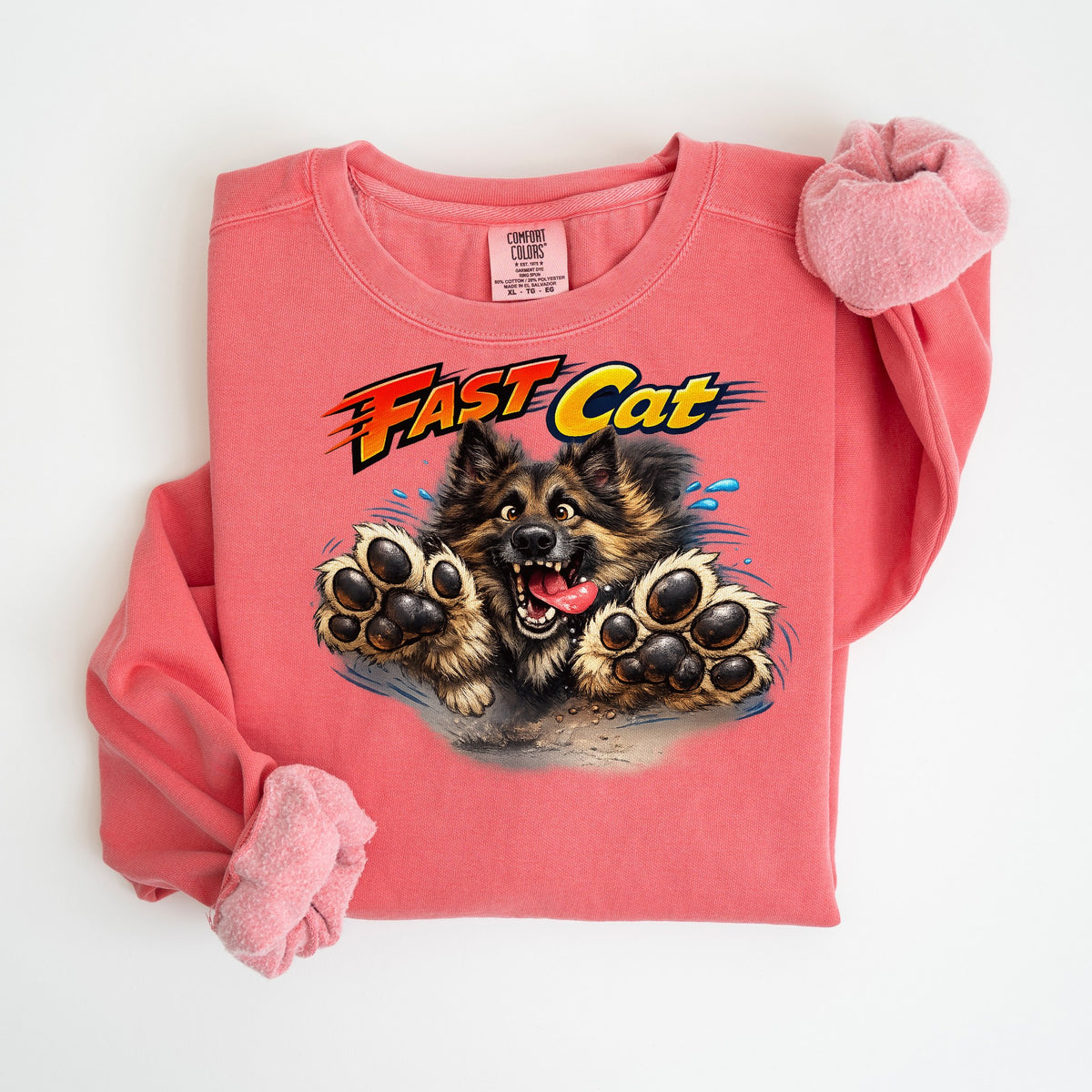 Fast CAT Big Paws - Belgian Tervuren - Comfort Colors crewneck in Watermelon