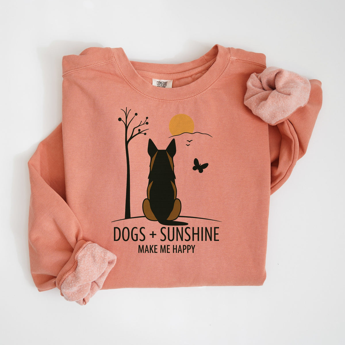 Dogs + Sunshine Make Me Happy - German Shepherd - Comfort Colors crewneck in Terracotta