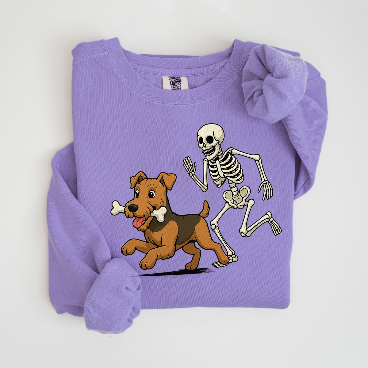 Bone Thief - Airedale - Comfort Colors crewneck in Violet