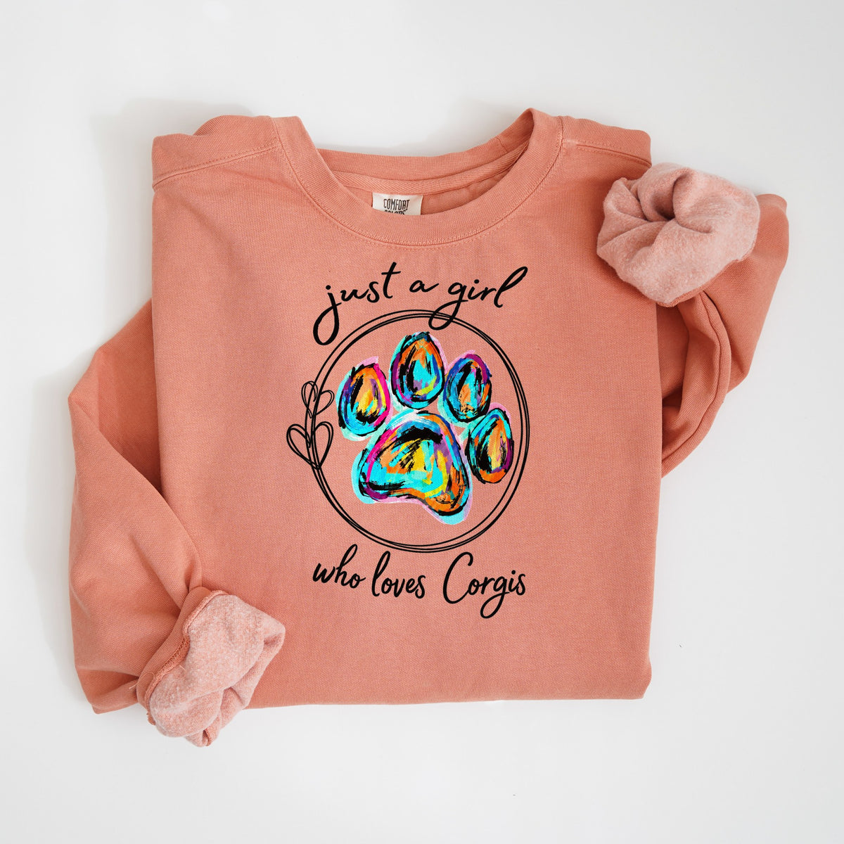 Just a Girl Who Loves Corgis - Comfort Colors crewneck in Terracotta