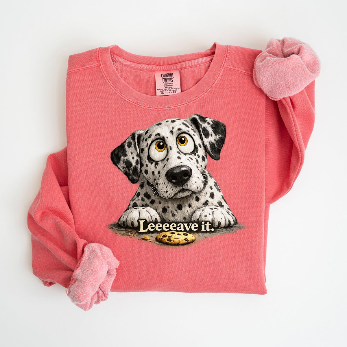 Leave It... - Dalmatian - Comfort Colors crewneck in Watermelon