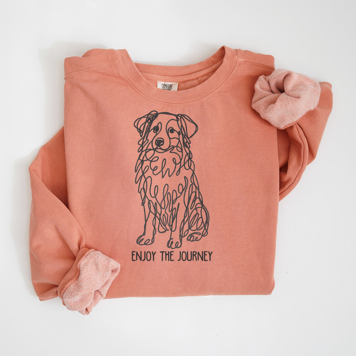 Enjoy the Journey - Line Art Dog - Comfort Colors crewneck in Terracotta