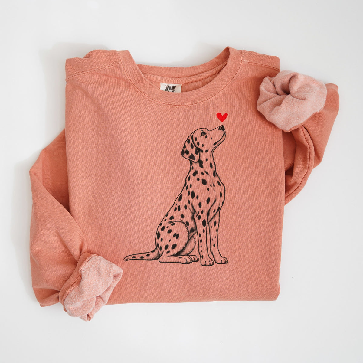 Dalmatian Heart - Comfort Colors crewneck in Terracotta