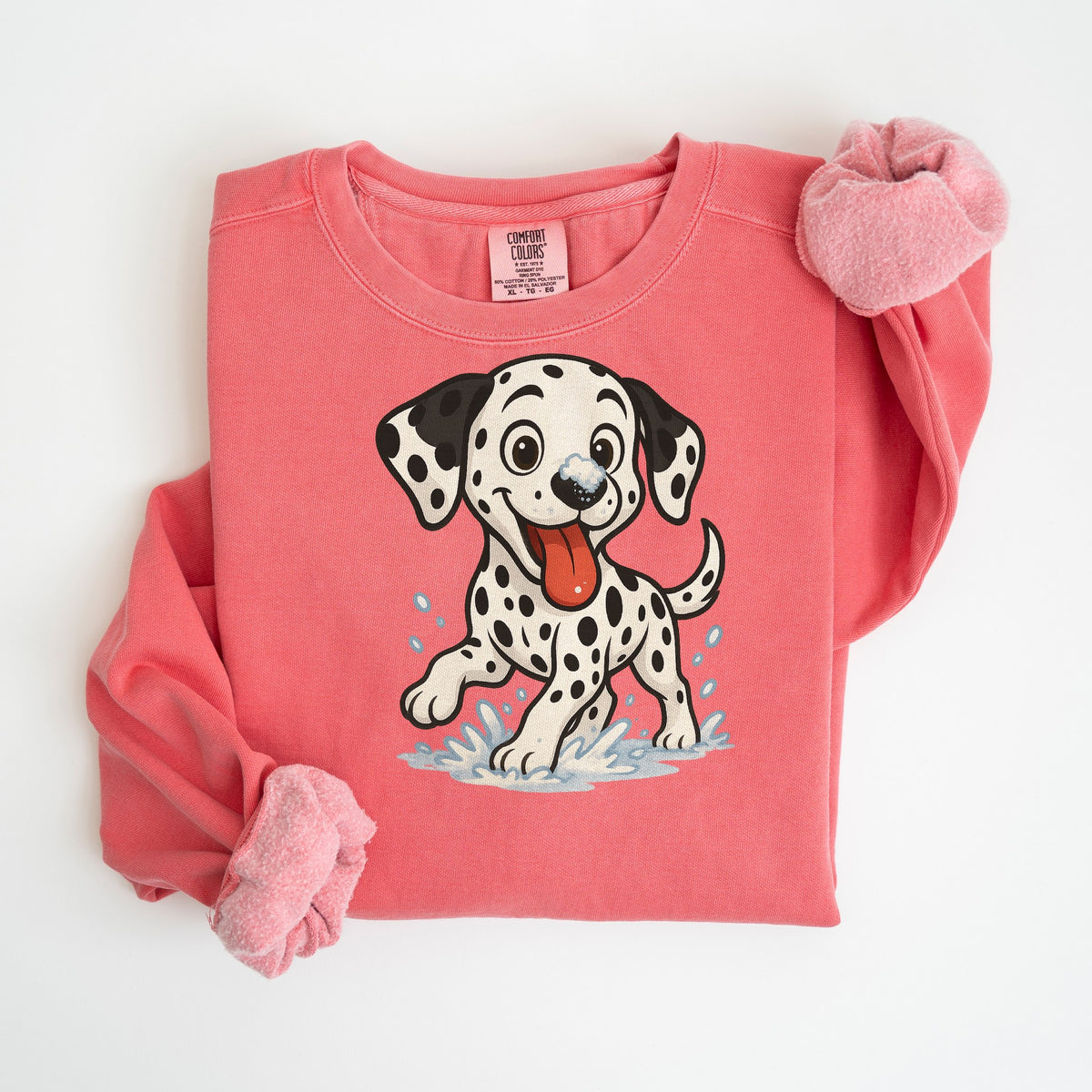 Snow Day - Dalmatian - Comfort Colors crewneck in Watermelon