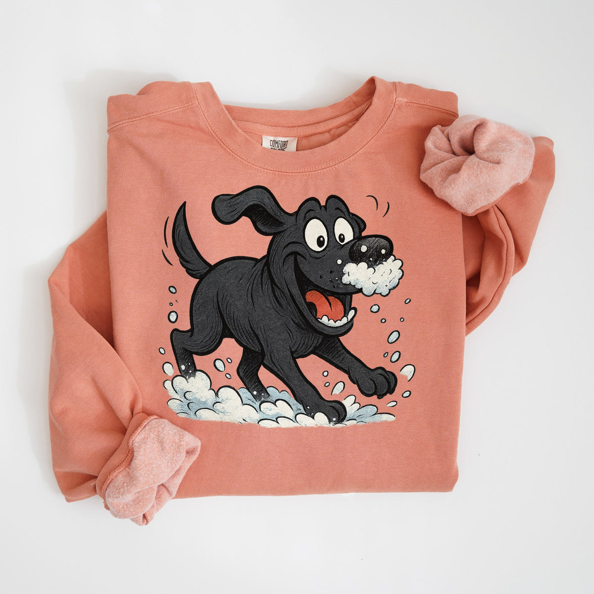 Snow Day - Black Lab - Comfort Colors crewneck in Terracotta