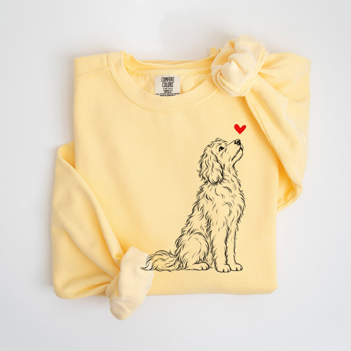 Goldendoodle Heart - Comfort Colors crewneck in Butter