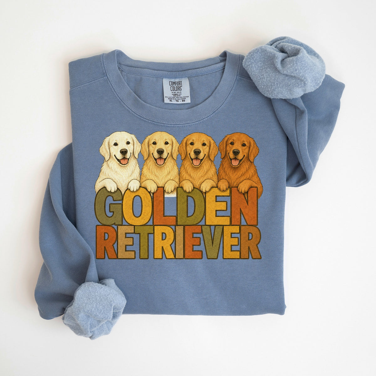 Golden Retriever Lineup - Comfort Colors crewneck in Blue Jean