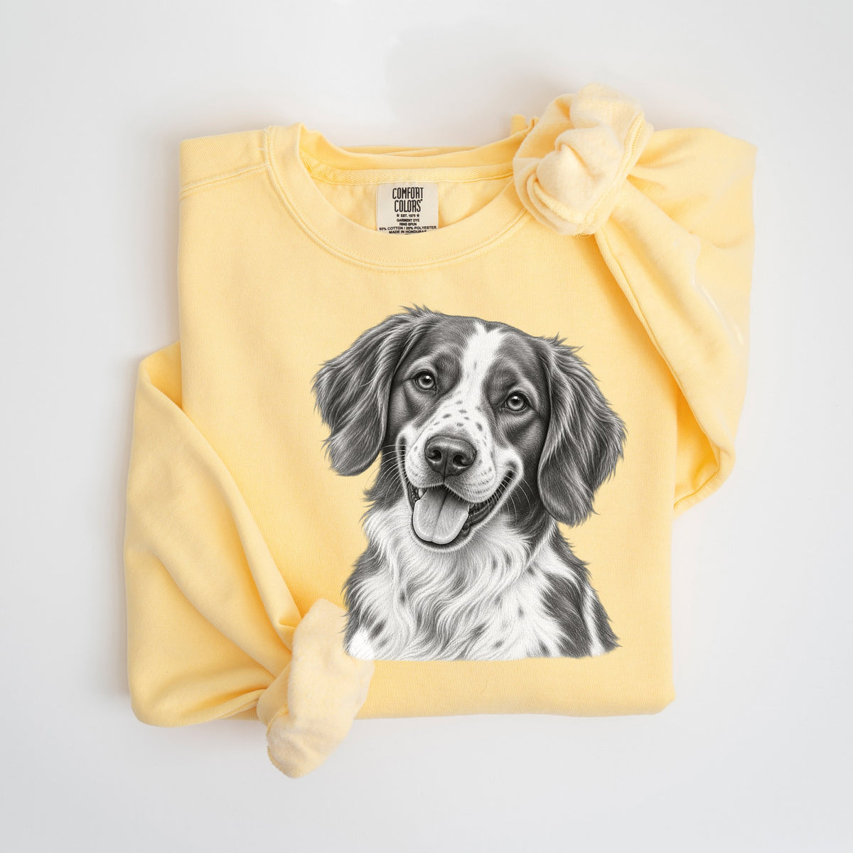 Brittany Pencil Sketch - Comfort Colors crewneck in Butter
