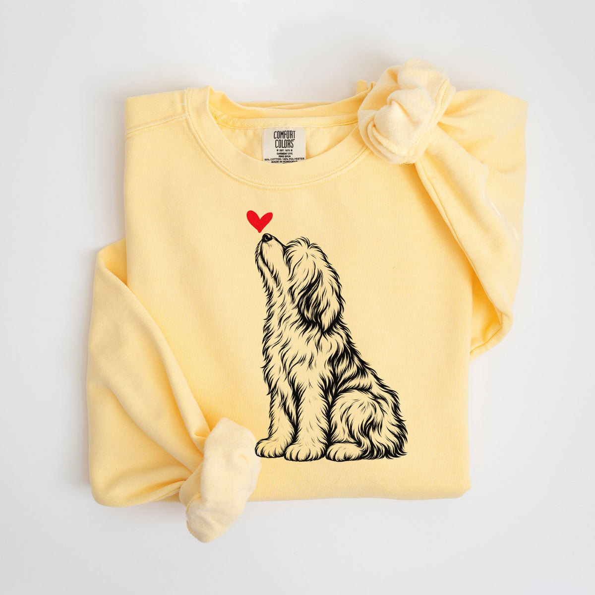 Sheepdog Heart - Line Art - Comfort Colors crewneck in Butter