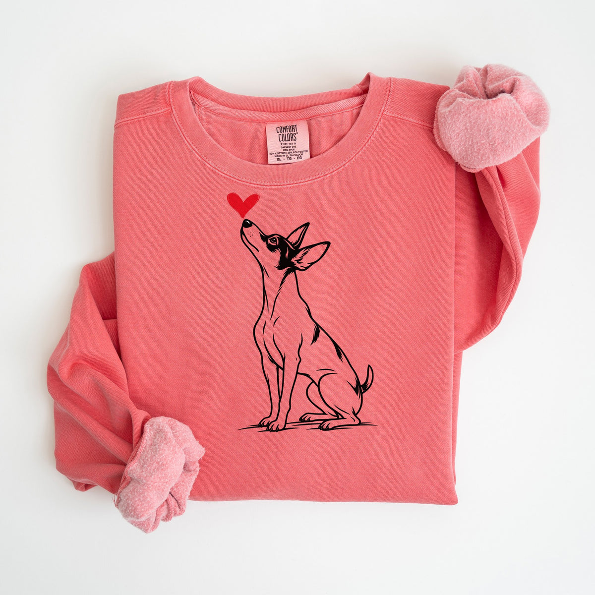 Toy Fox Terrier Heart - Comfort Colors crewneck in Watermelon