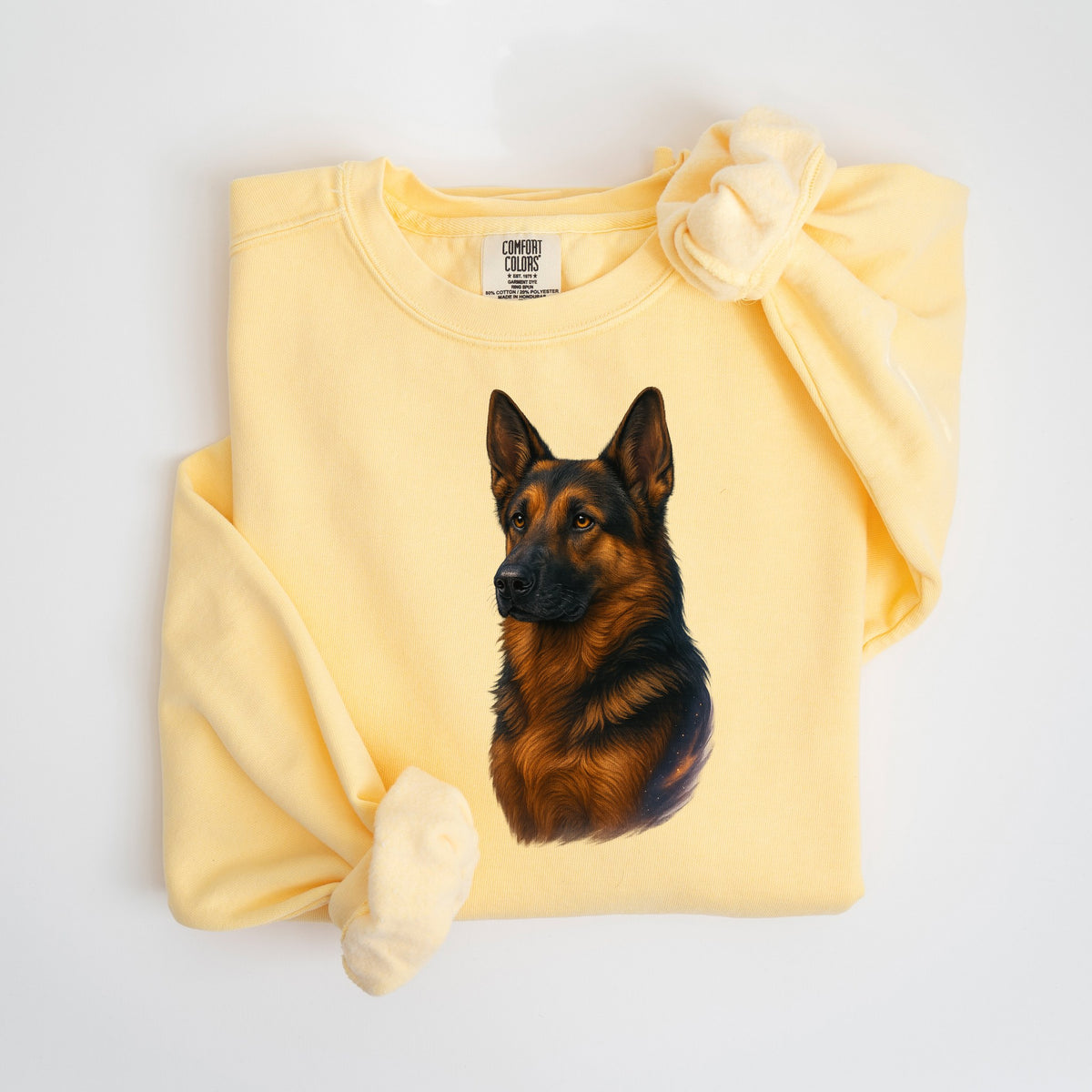 German Shepherd Painted Portrait - Comfort Colors crewneck in Butter
