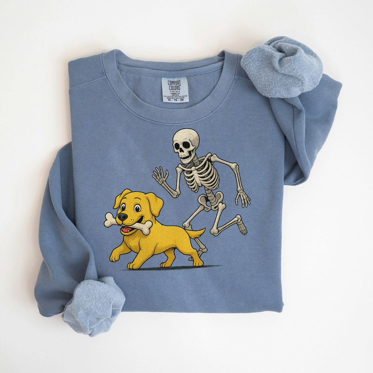 Bone Thief - Yellow Lab - Comfort Colors crewneck in Blue Jean