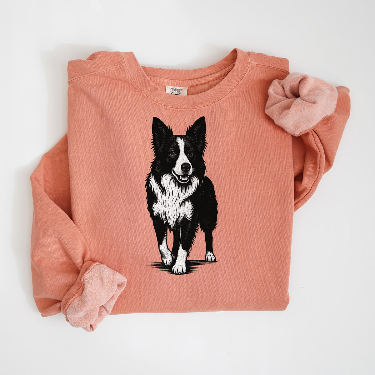Border Collie Ink Sketch - Comfort Colors crewneck in Terracotta
