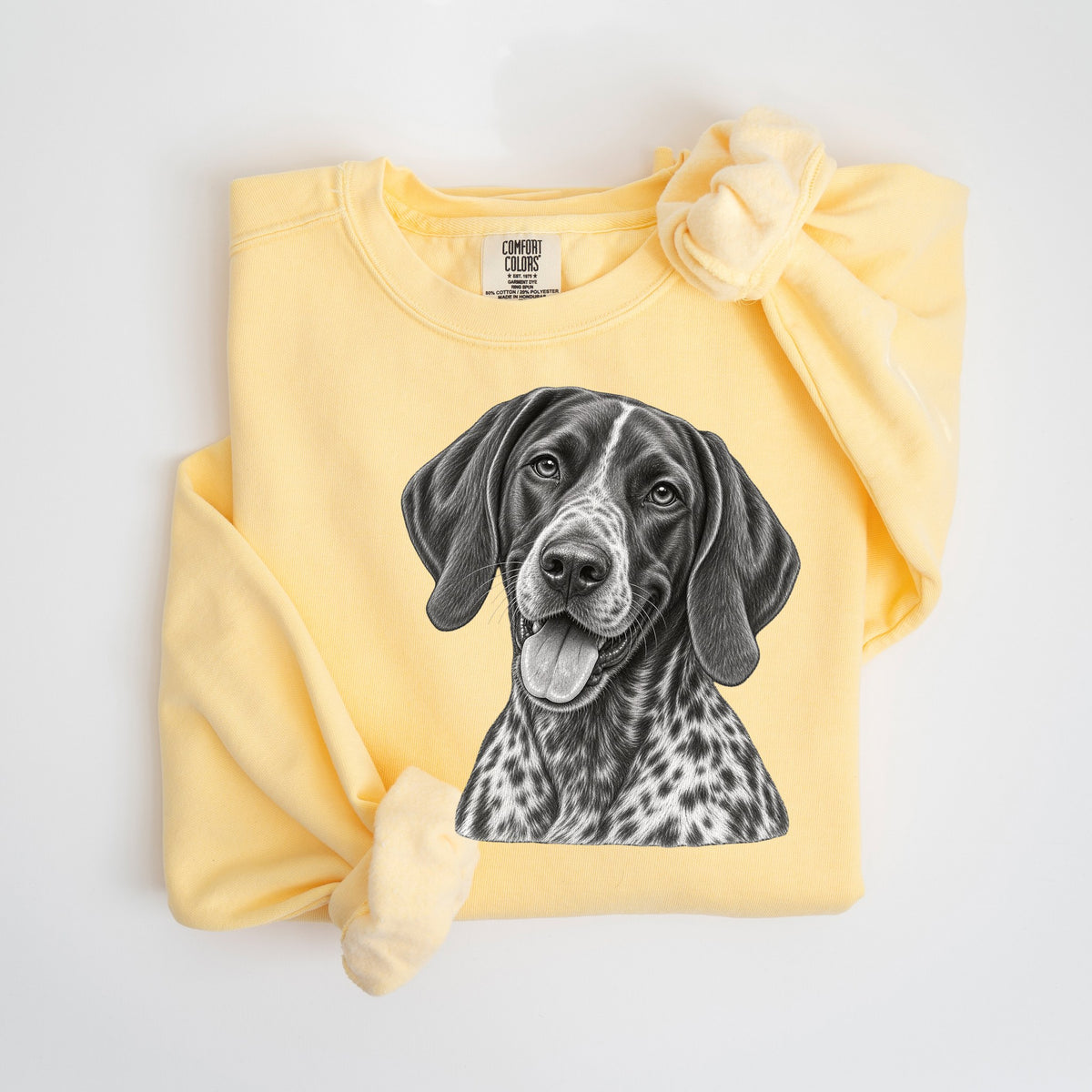German Shorthaired Pointer Pencil Sketch - Comfort Colors crewneck in Butter