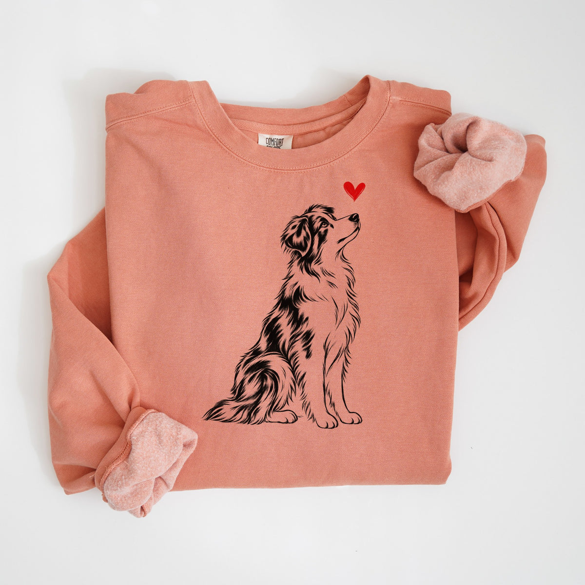 Australian Shepherd Heart - Comfort Colors crewneck in Terracotta