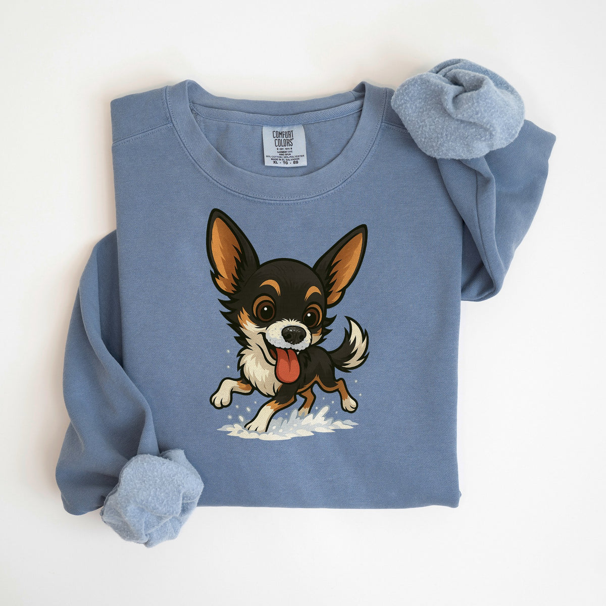 Snow Day - Chihuahua - Comfort Colors crewneck in Blue Jean
