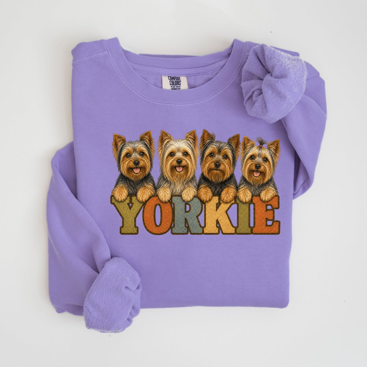 Yorkie Lineup - Comfort Colors crewneck in Violet