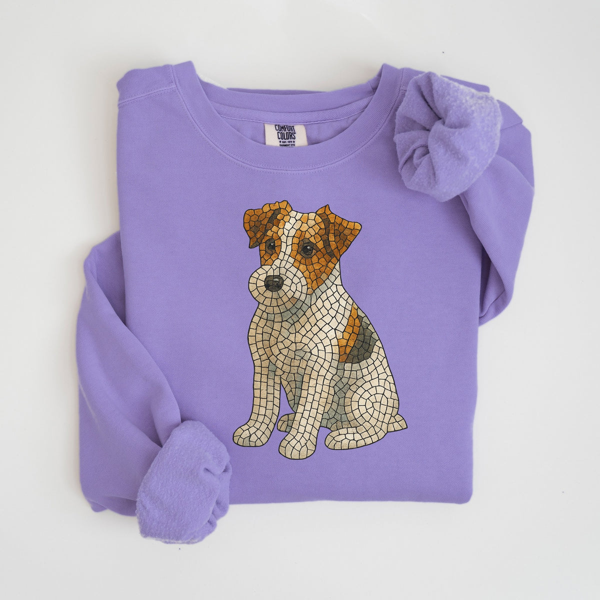 Jack Russell Mosaic - Comfort Colors crewneck in Violet