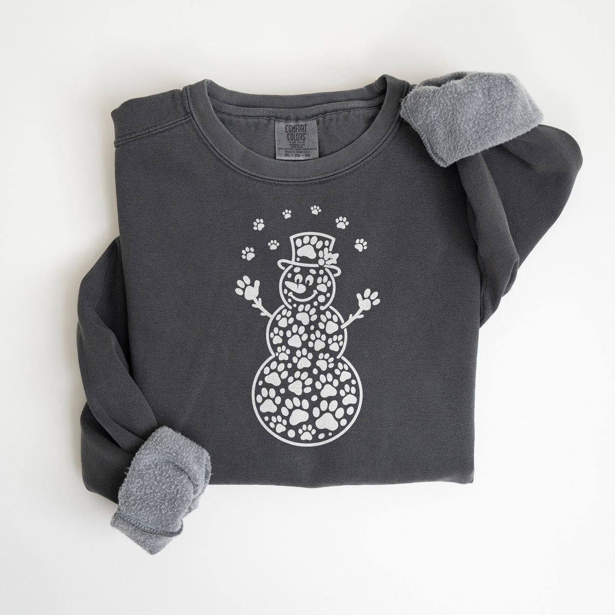 Paw Print Snowman - Comfort Colors crewneck in Pepper