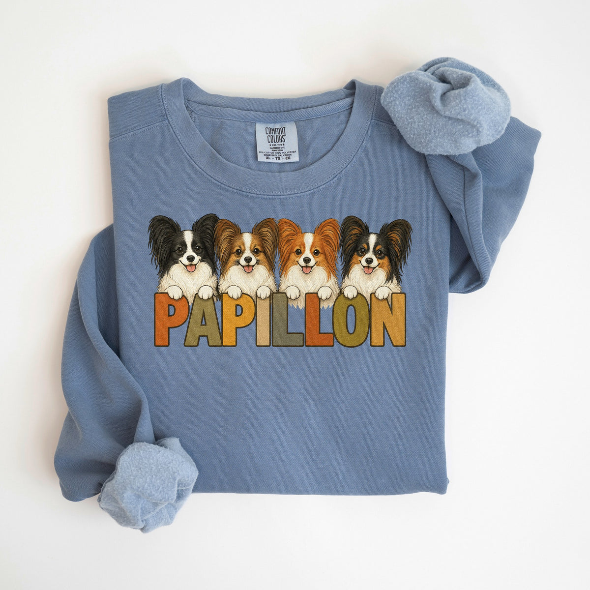 Papillon Lineup - Comfort Colors crewneck in Blue Jean